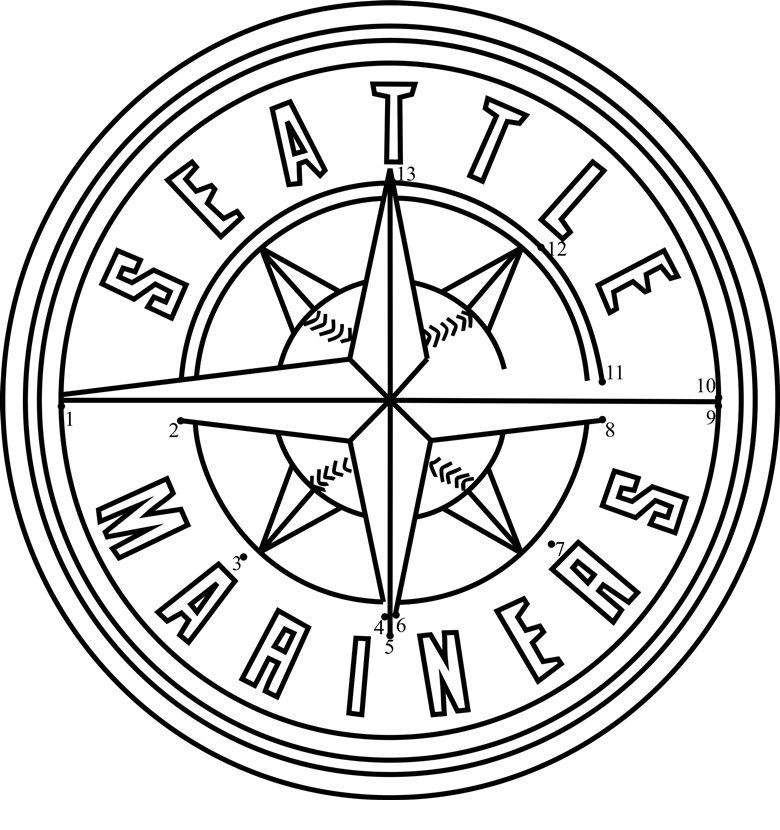 Seattle-Mariners-Logo-Dot-To-Dot printable dot to dot worksheet