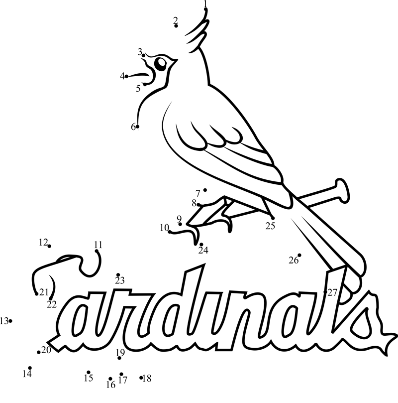 St-Louis-Cardinals-Logo-Dot-To-Dot printable dot to dot worksheet