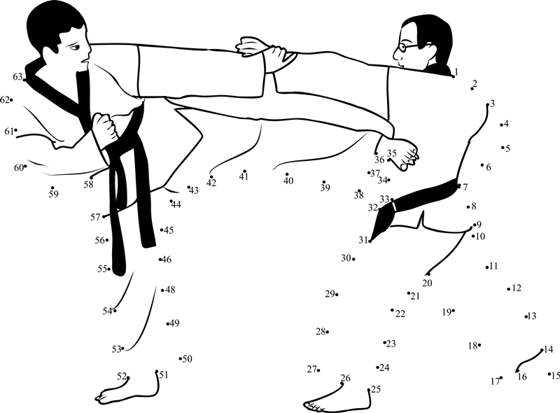 Martial Arts Competition printable dot to dot worksheet