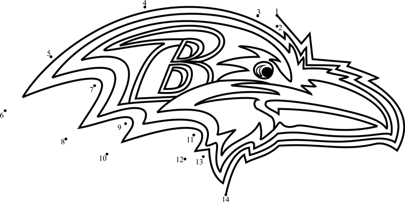 Baltimore-Ravens-Logo-Dot-To-Dot printable dot to dot worksheet