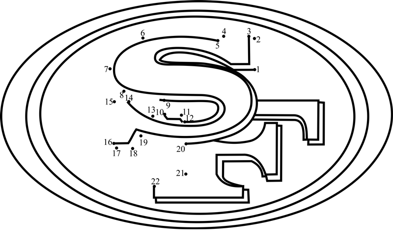 San-Francisco-49Ers-Logo-Dot-To-Dot dot to dot worksheets