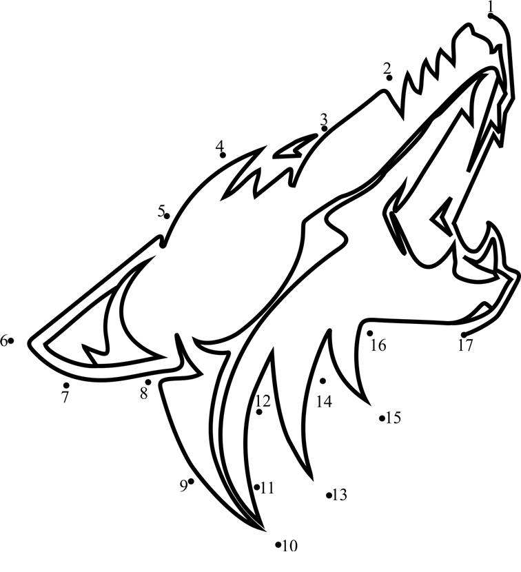 Arizona-Coyotes-Logo-Dot-To-Dot dot to dot worksheets