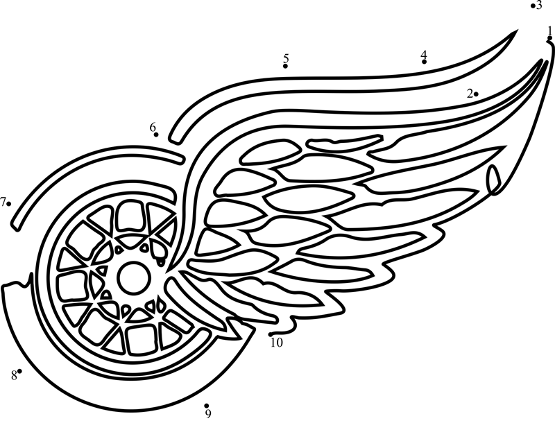 Detroit-Red-Wings-Logo-Dot-To-Dot dot to dot worksheets