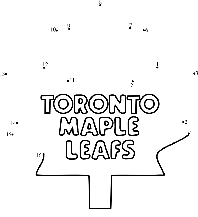 Toronto-Maple-Leafs-Logo-Dot-To-Dot dot to dot worksheets