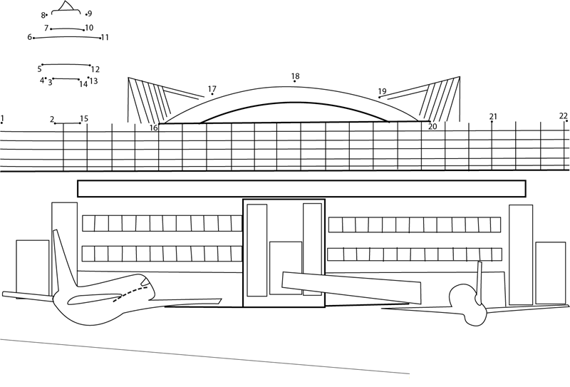 Airport In Munich dot to dot worksheets