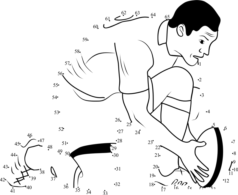 Rugby Ball Kick printable dot to dot worksheet