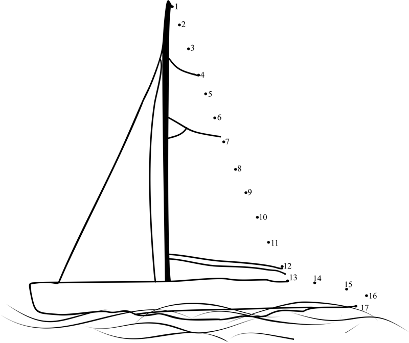 Sailboat printable dot to dot worksheet