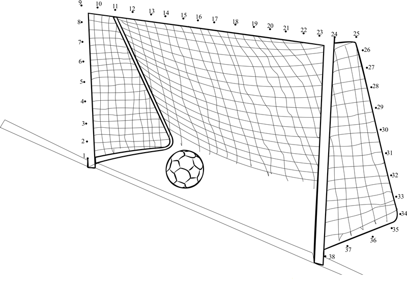 Soccer Goal Post printable dot to dot worksheet