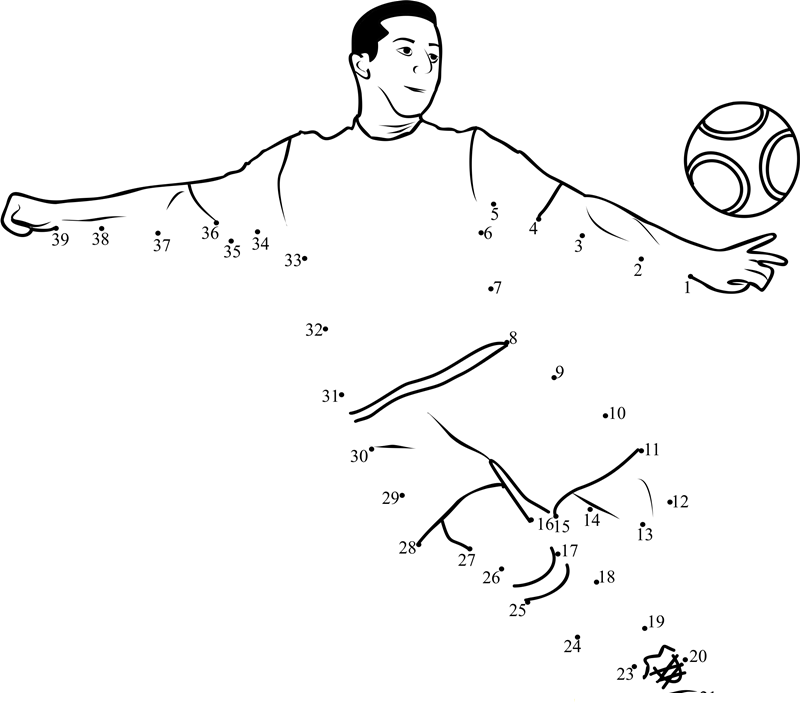 Soccer Kick printable dot to dot worksheet