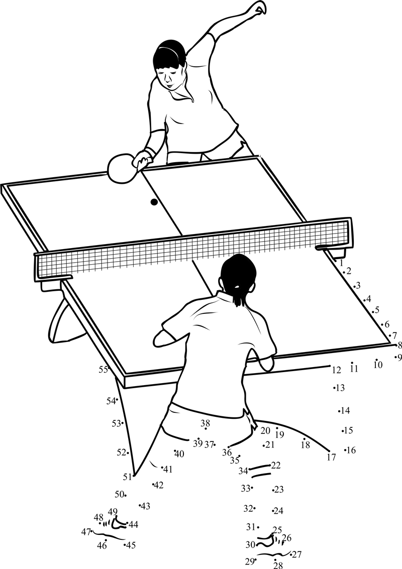 Playing Table Tennis printable dot to dot worksheet