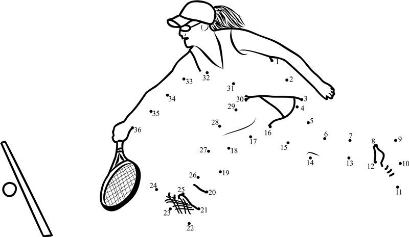 Women Tennis Player dot to dot worksheets