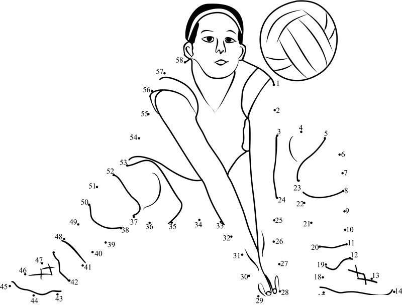 Volleyball Women Shot dot to dot worksheets