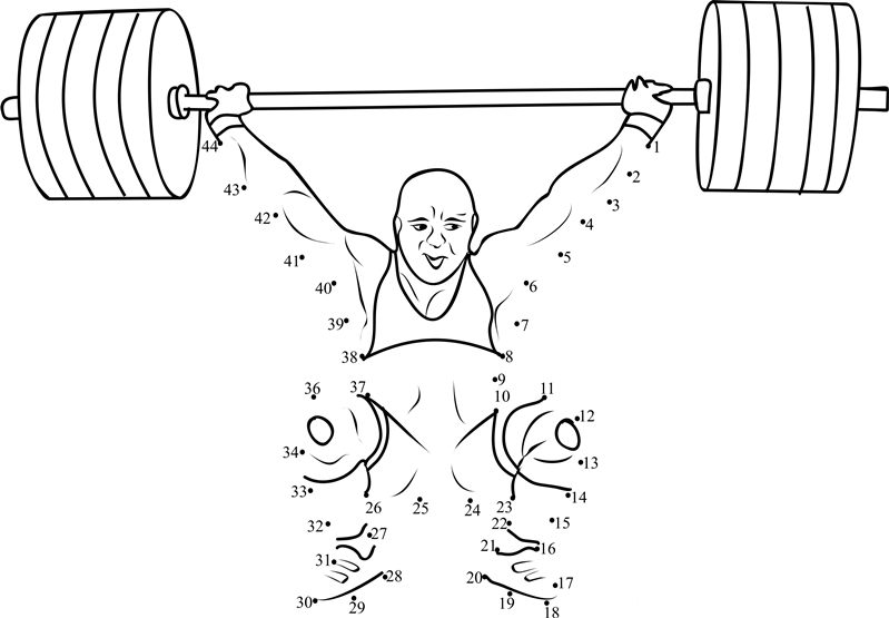 Weight Lifting Champion dot to dot worksheets