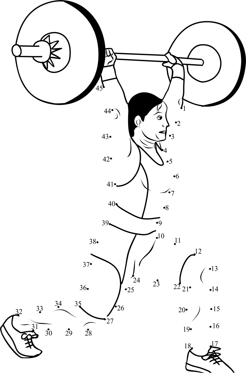 Women Weight Lifting dot to dot worksheets