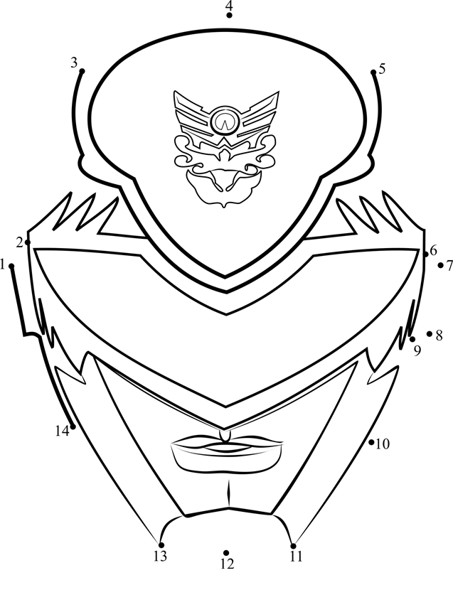 Power-Ranger-Mask-Dot-To-Dot dot to dot worksheet