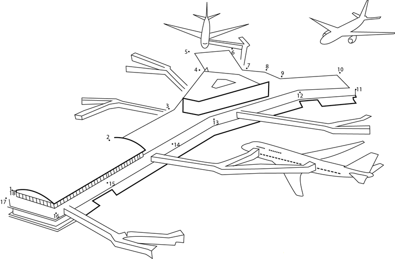 Amsterdam Schiphol dot to dot worksheets