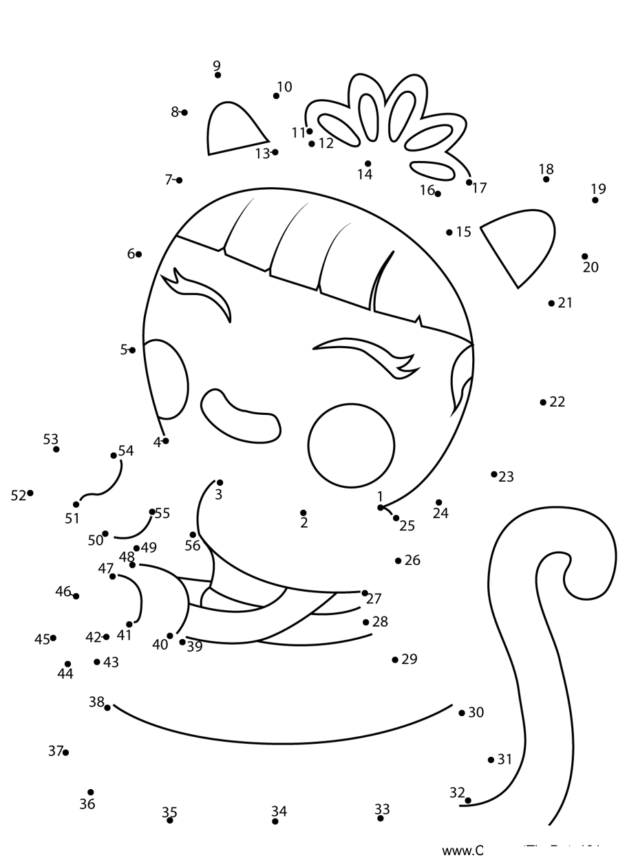 Boo-Scaredy-Cat-Lalaloopsy dot to dot worksheets