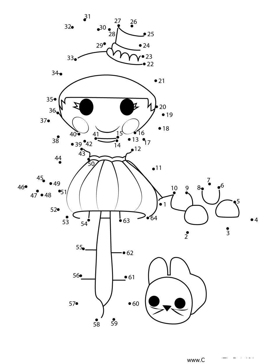 Bouncer-Fluffy-Tail-Lalaloopsy dot to dot worksheets