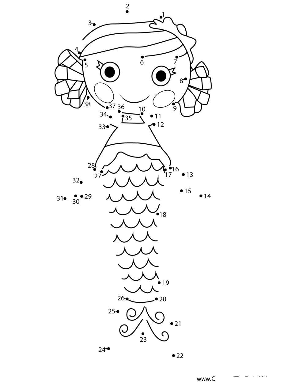 Coral-Sea-Shells-Lalaloopsy dot to dot worksheets