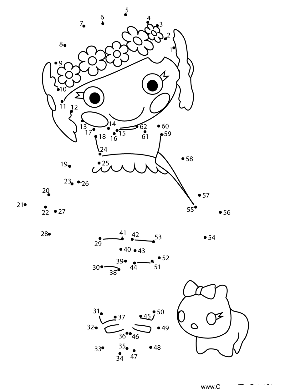 Happy-Daisy-Crown-Lalaloopsy dot to dot worksheets