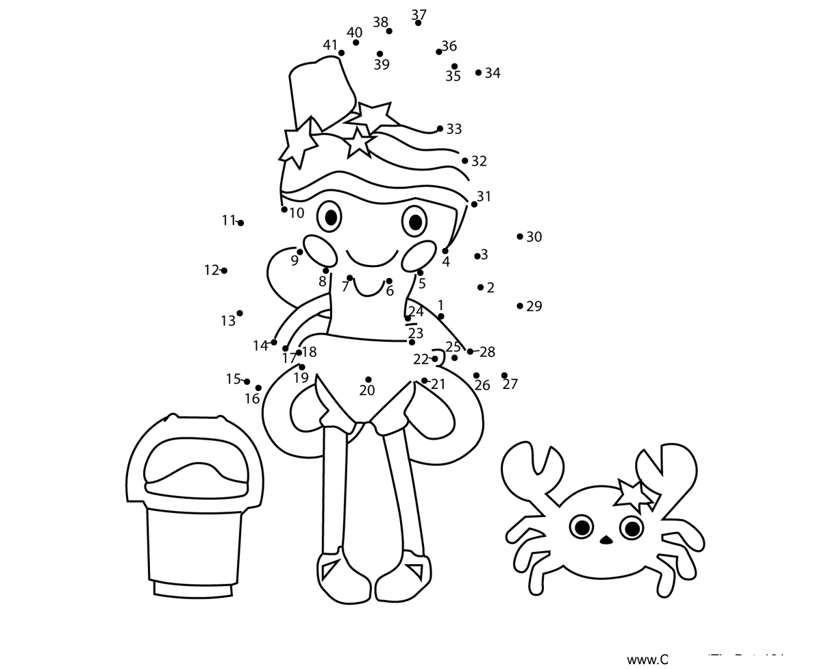 June-Seashore-Lalaloopsy dot to dot worksheets