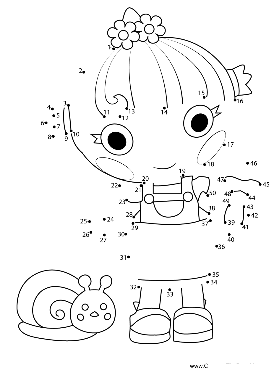 Petal-Flowerpot-Lalaloopsy printable dot to dot worksheet