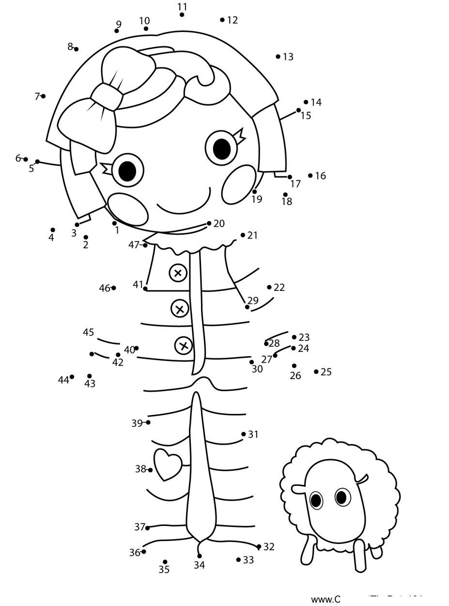 Pillow-Featherbed-Lalaloopsy printable dot to dot worksheet