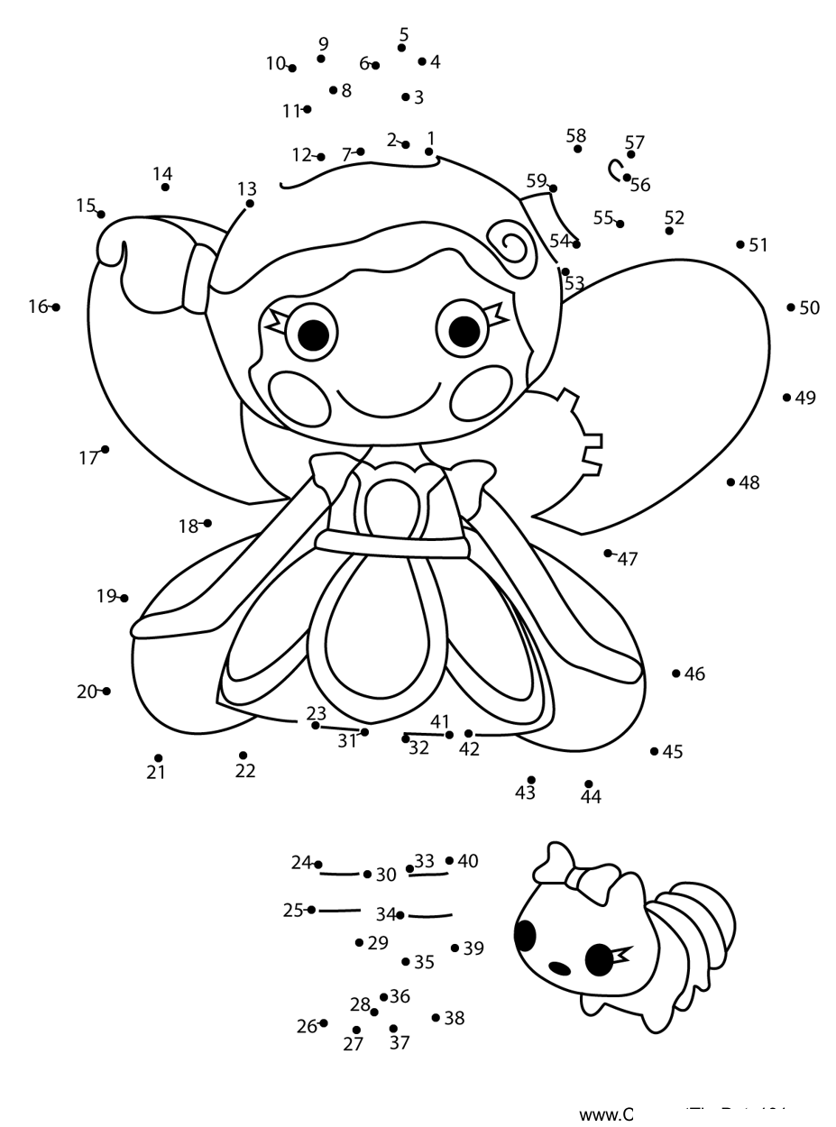 Plum-Flitter-Flutter-Lalaloopsy printable dot to dot worksheet