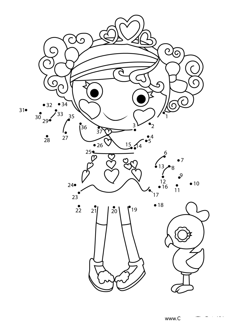 Queenie-Red-Heart-Lalaloopsy printable dot to dot worksheet