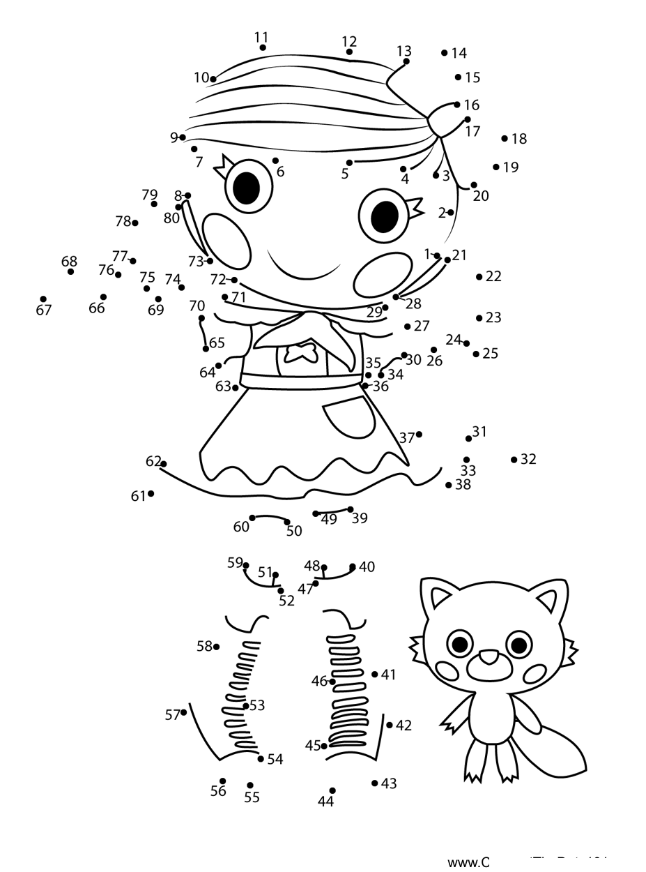 Scarlet-Riding-Hood-Lalaloopsy printable dot to dot worksheet