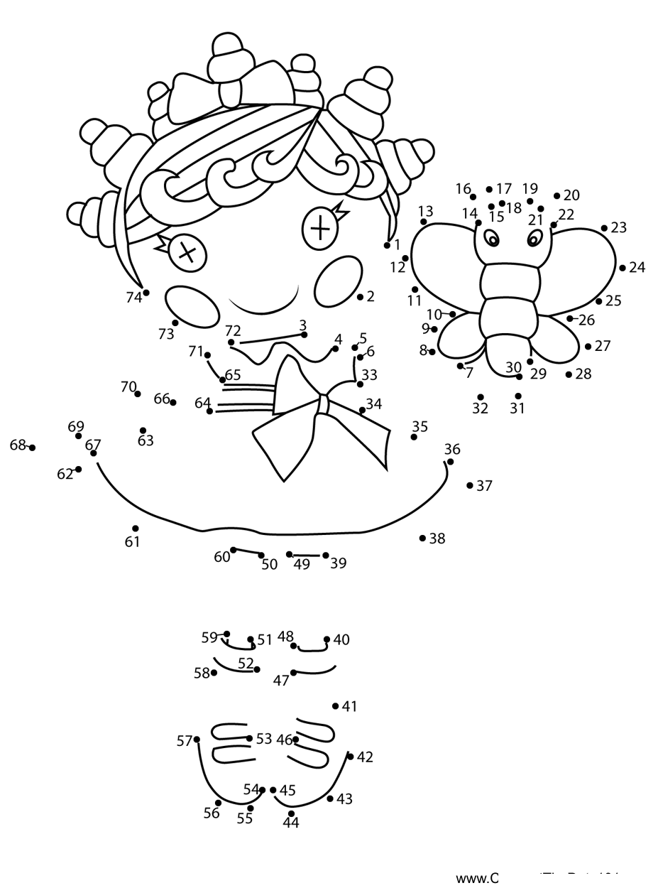 Squiggles-N-Shapes-Lalaloopsy printable dot to dot worksheet