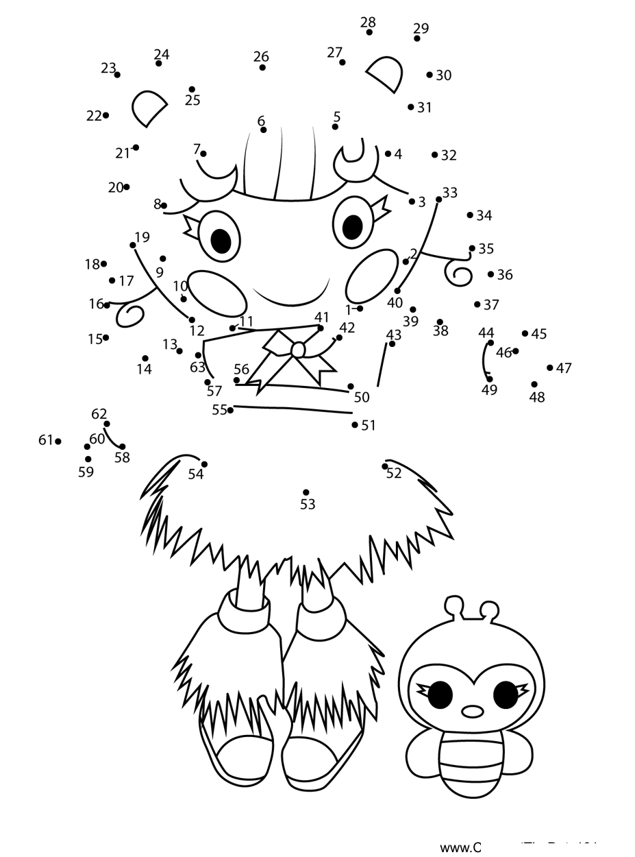 Teddy-Honey-Pots-Lalaloopsy printable dot to dot worksheet