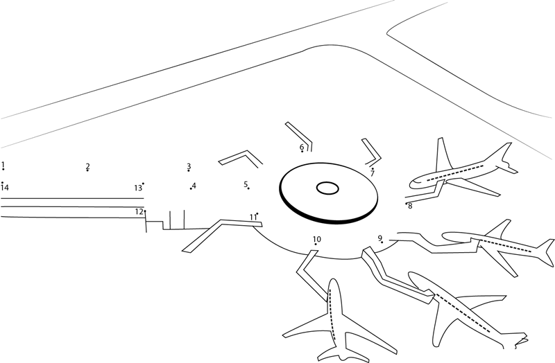 Gatwick Airport In England dot to dot worksheets