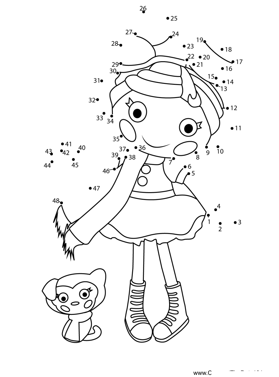 Winter-Snowflake-Lalaloopsy printable dot to dot worksheet