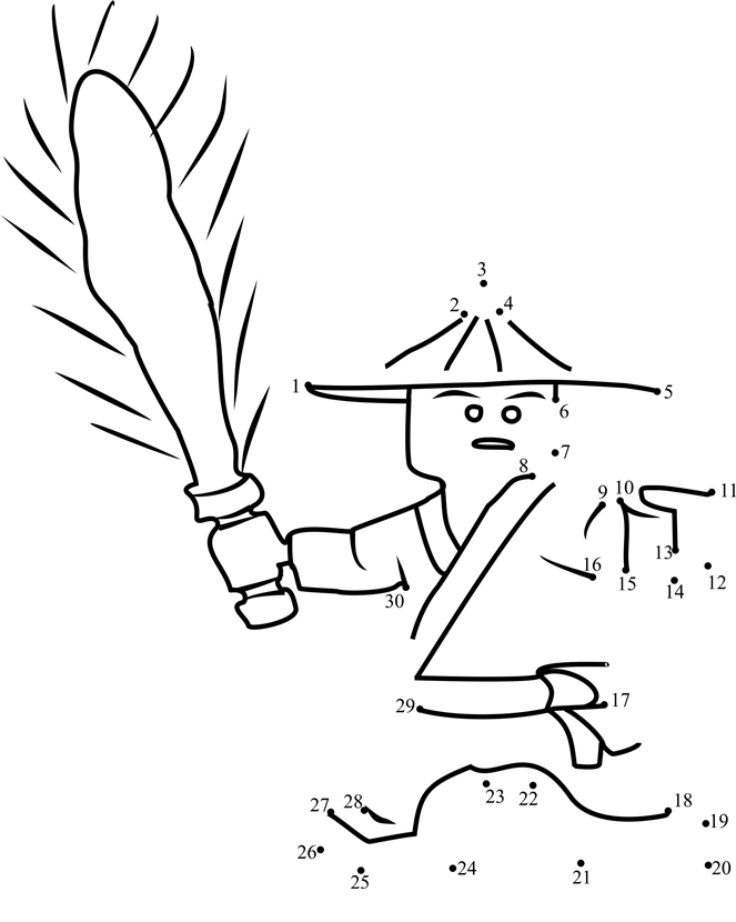 First-Spinjitzu-Master-Ninjago-Dot-To-Dot printable dot to dot worksheet