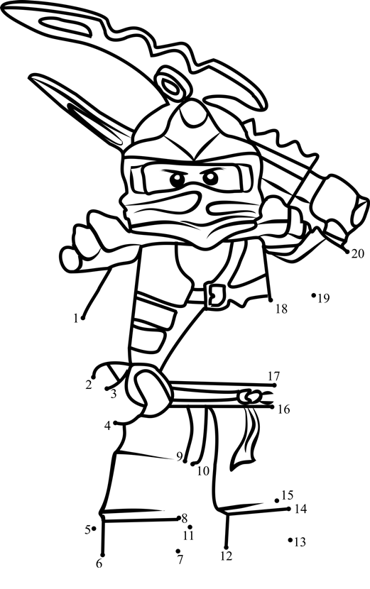 Jay-Ninjago-Dot-To-Dot printable dot to dot worksheet