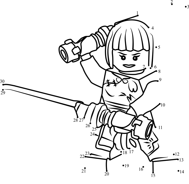 Nya-Ninjago-Dot-To-Dot dot to dot worksheets