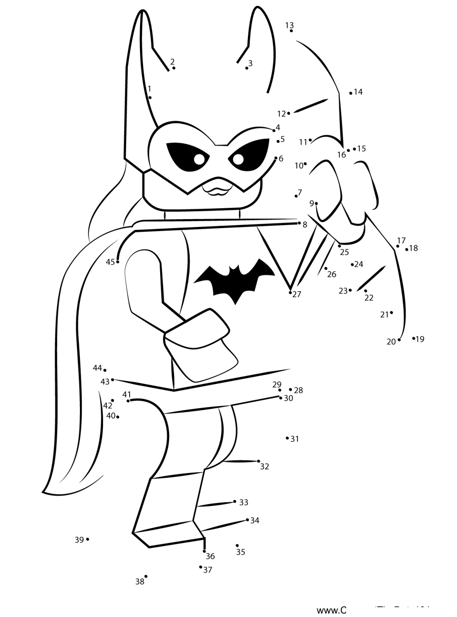 Lego-Batgirl printable dot to dot worksheet