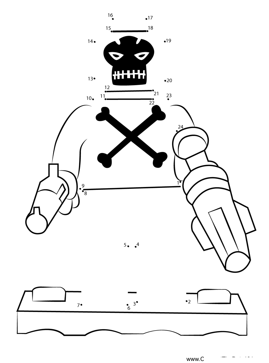 Lego-Crossbones printable dot to dot worksheet