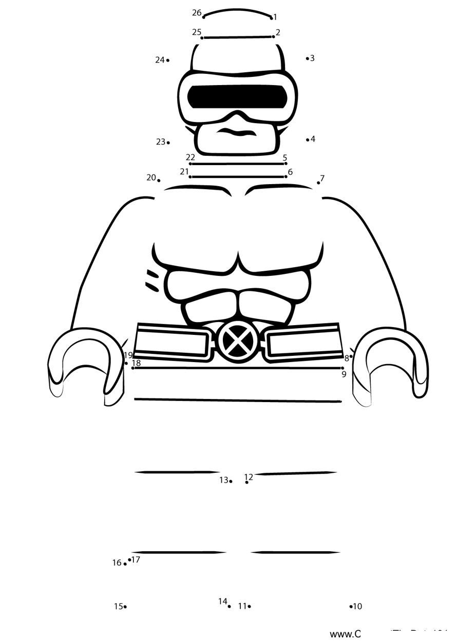 Lego-Cyclops printable dot to dot worksheet