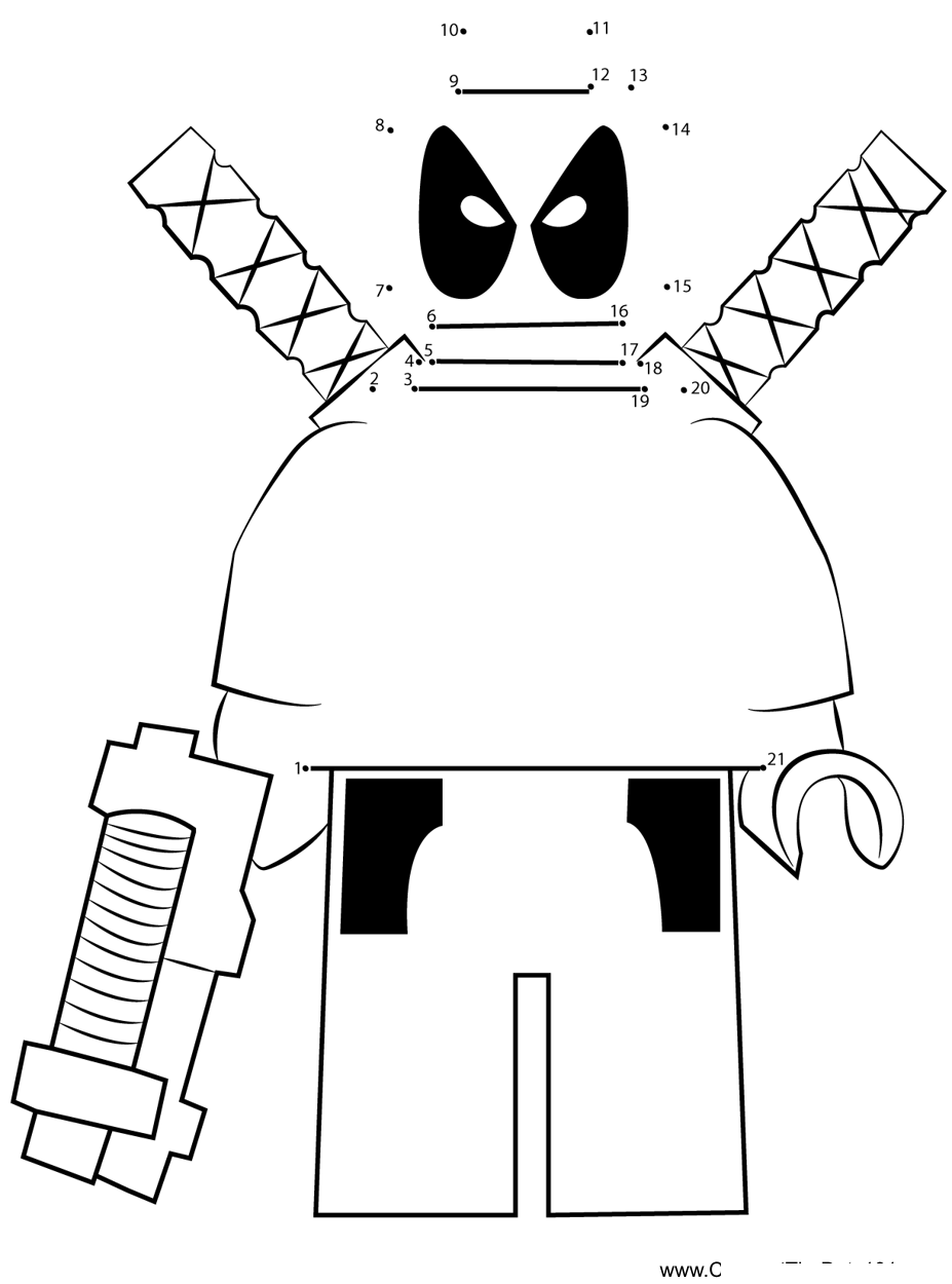 Lego-Deadpool printable dot to dot worksheet