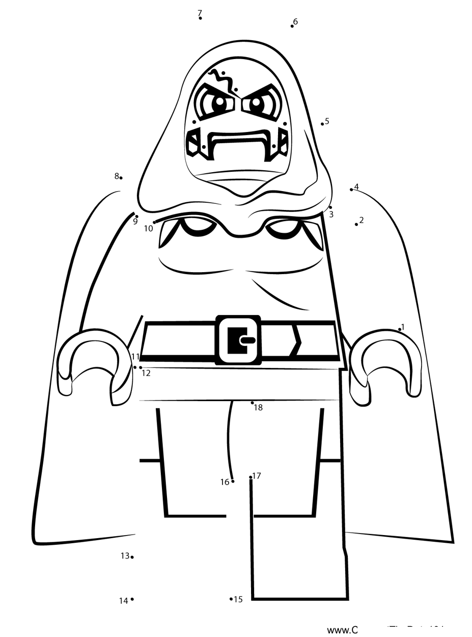 Lego-Dr-Doom printable dot to dot worksheet