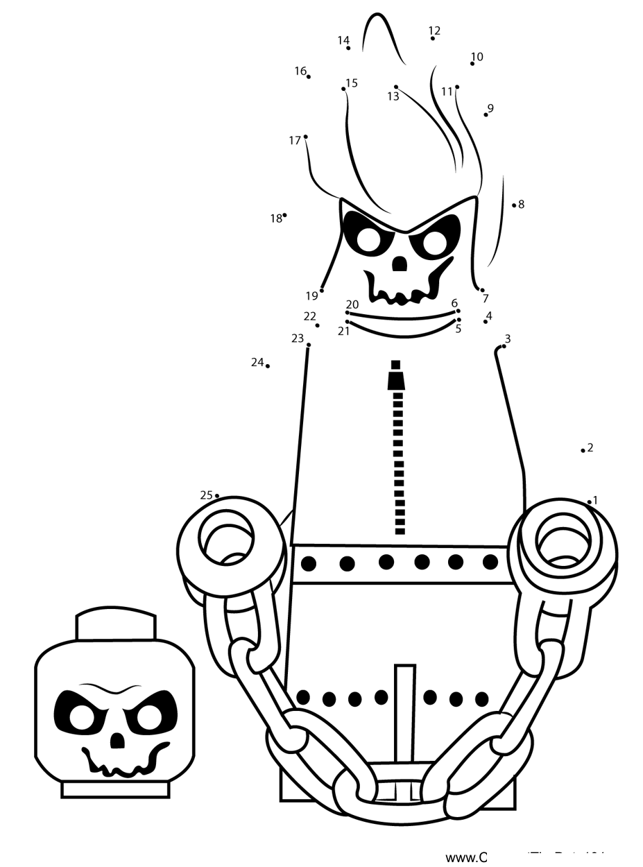 Lego-Ghost-Rider printable dot to dot worksheet