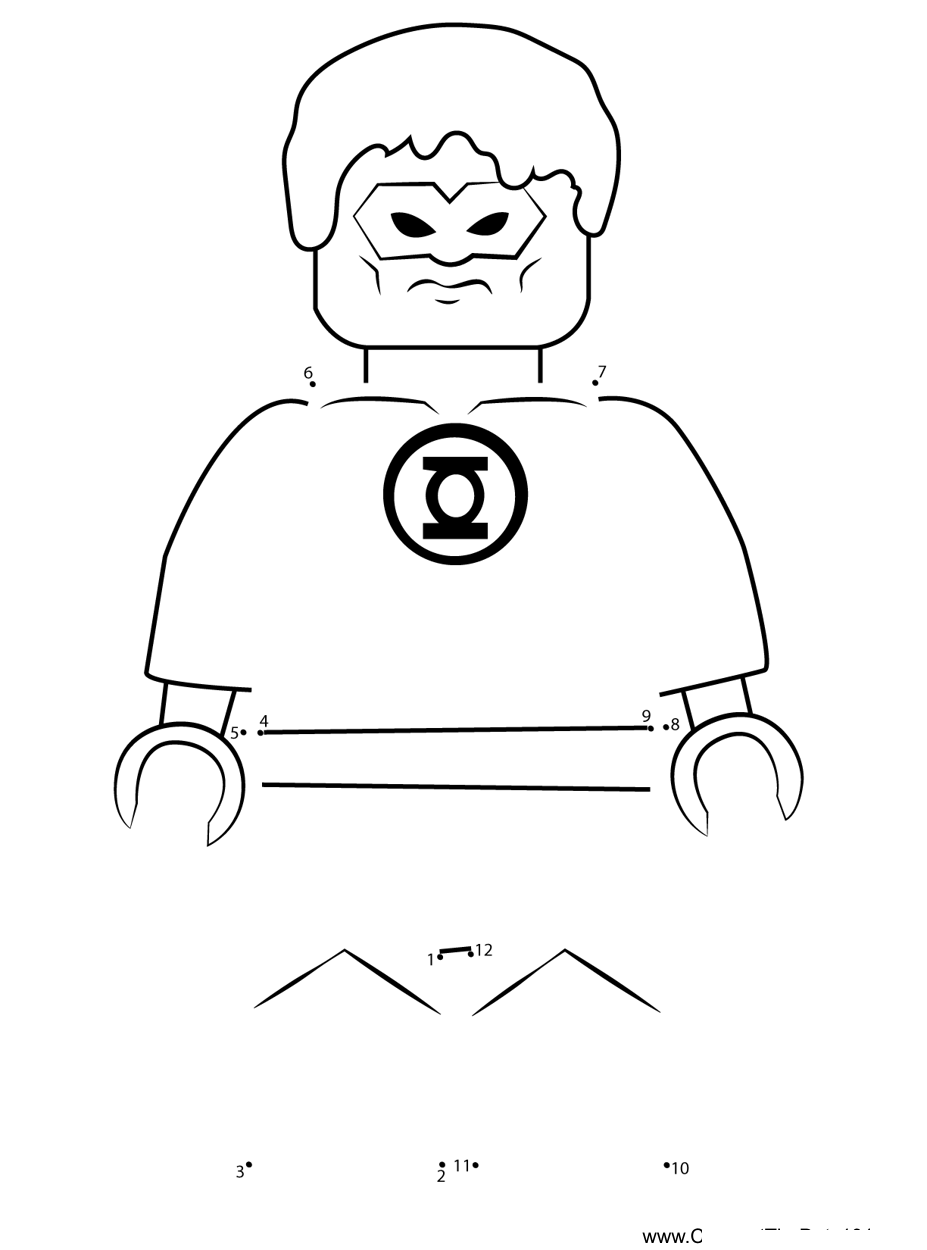 Lego-Green-Lantern-Aka-Hal-Jordan printable dot to dot worksheet