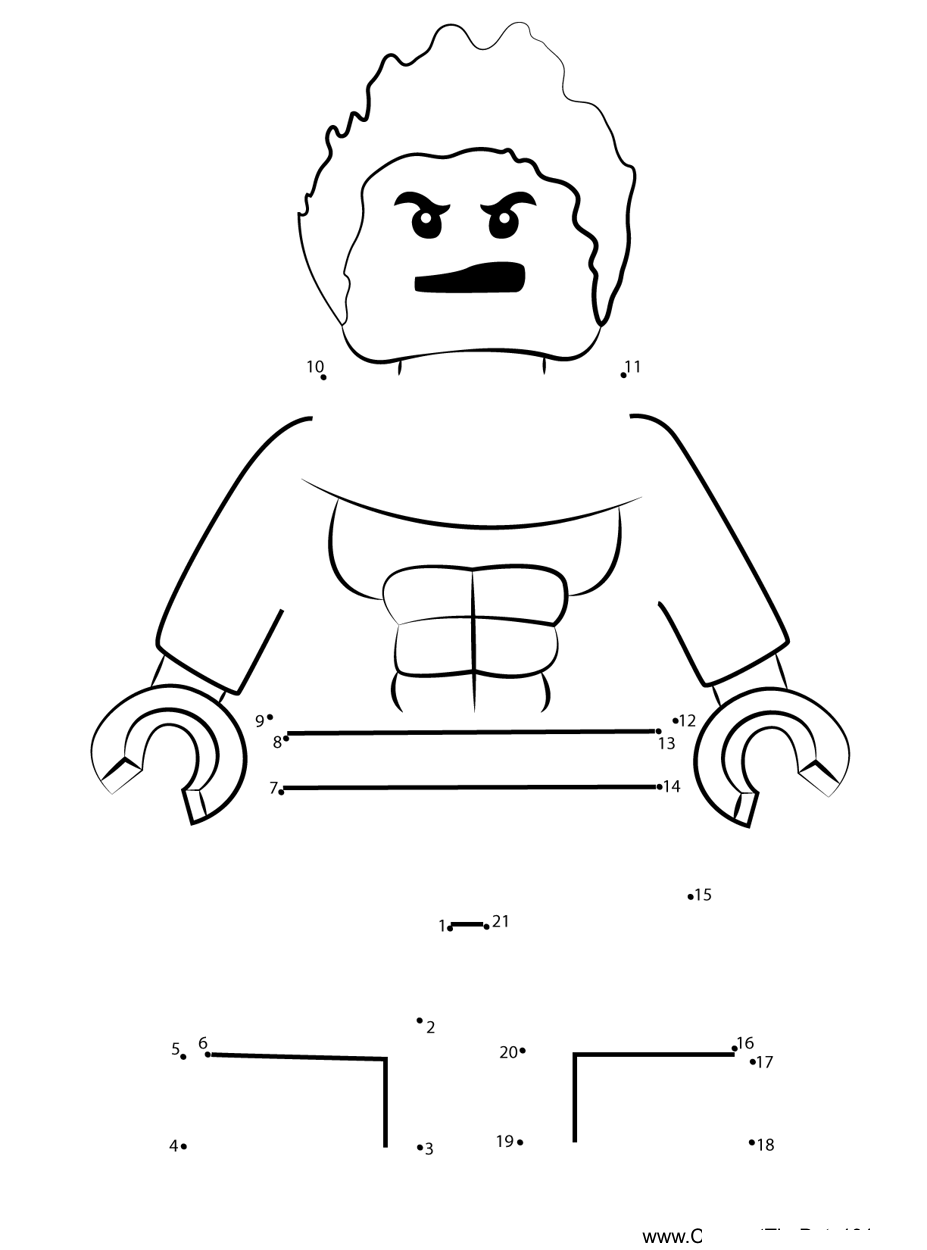 Lego-Hulkling printable dot to dot worksheet