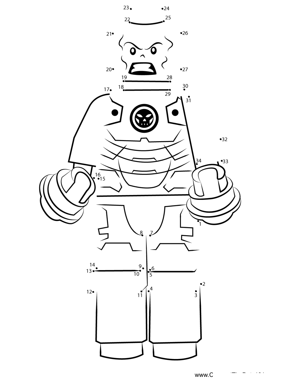 Lego-Iron-Skull printable dot to dot worksheet