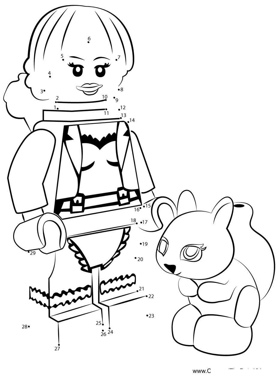 Lego-Squirrel-Girl printable dot to dot worksheet