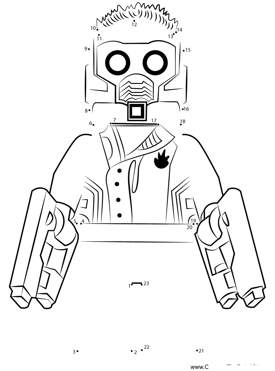 Lego-Star-Lord printable dot to dot worksheet