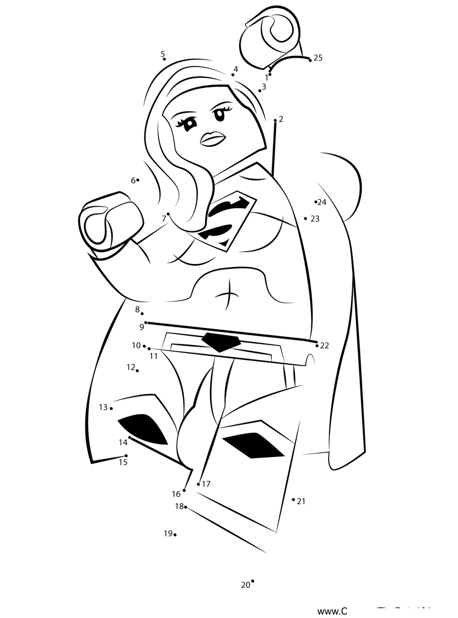 Lego-Supergirl printable dot to dot worksheet