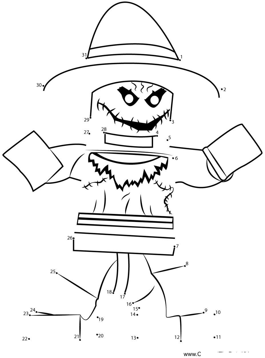 Lego-The-Scarecrow printable dot to dot worksheet